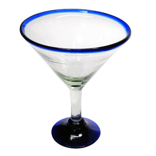 Cobalt Blue Rim 10 oz Martini Glasses (set of 6)