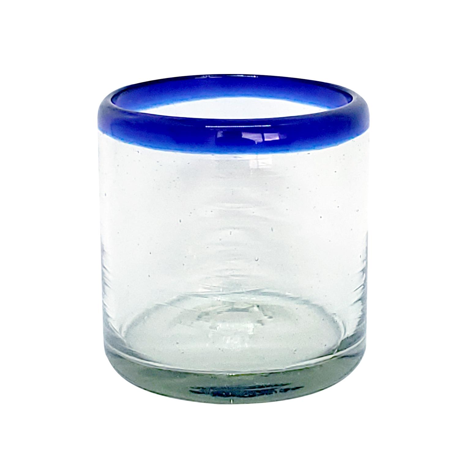 Cobalt Blue Rim 8 oz DOF Rock Glasses (set of 6)